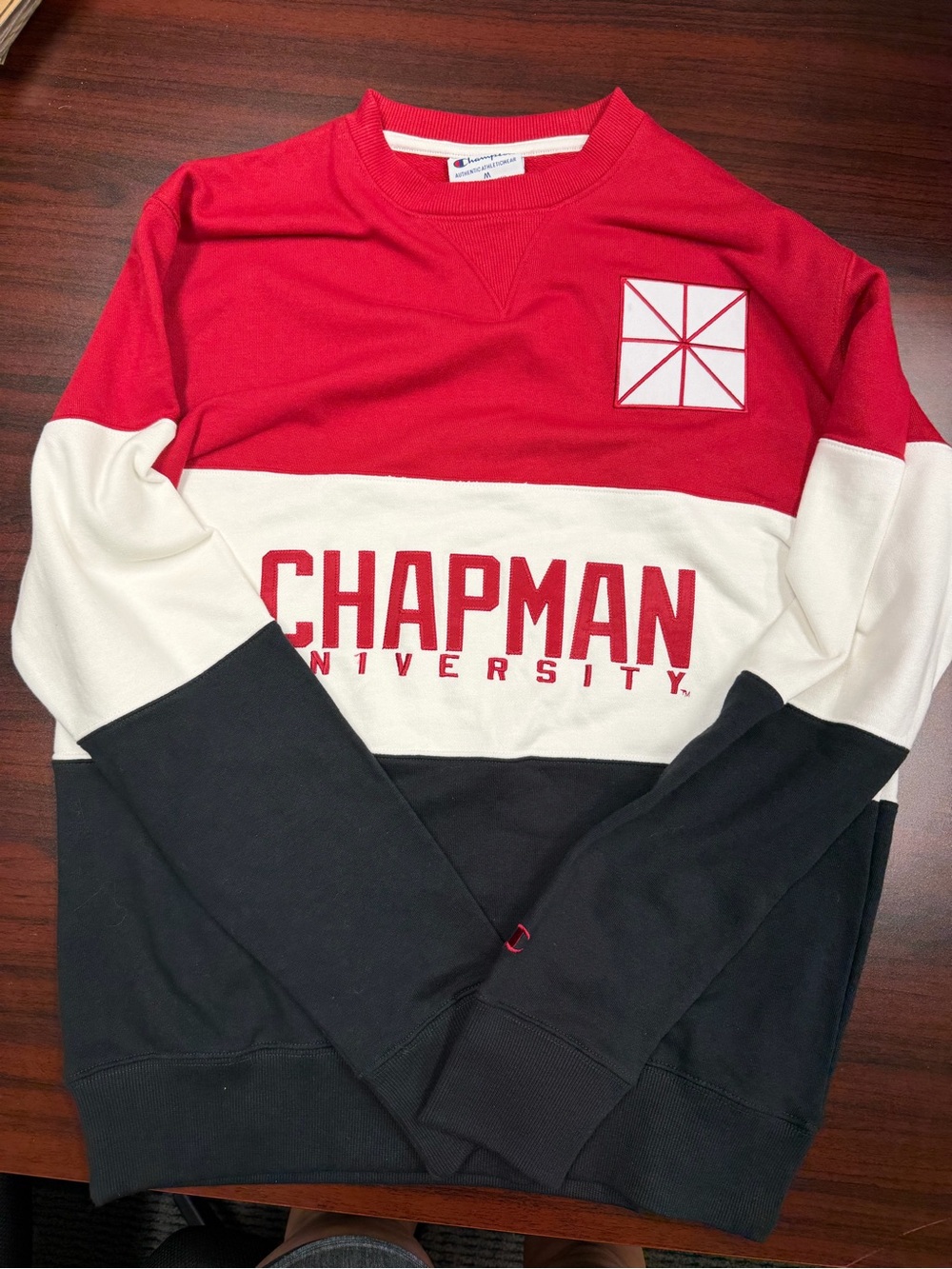 Champion Chapman University Colorblock Crewneck Sweatshirt - Red/White/Black
